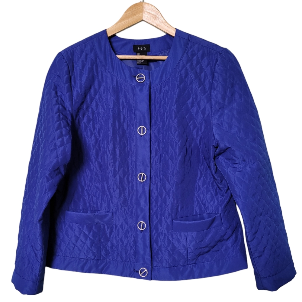 RQT Women's Quilted Lined Royal Blue Jacket w/Decorative Buttons Size XL